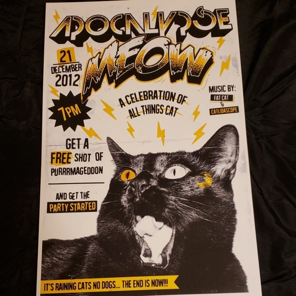 Too Fast Apocalypse Meow Black Cat Purrmagedoon 11"x17" Lithograph Art Print - Picture 2 of 5